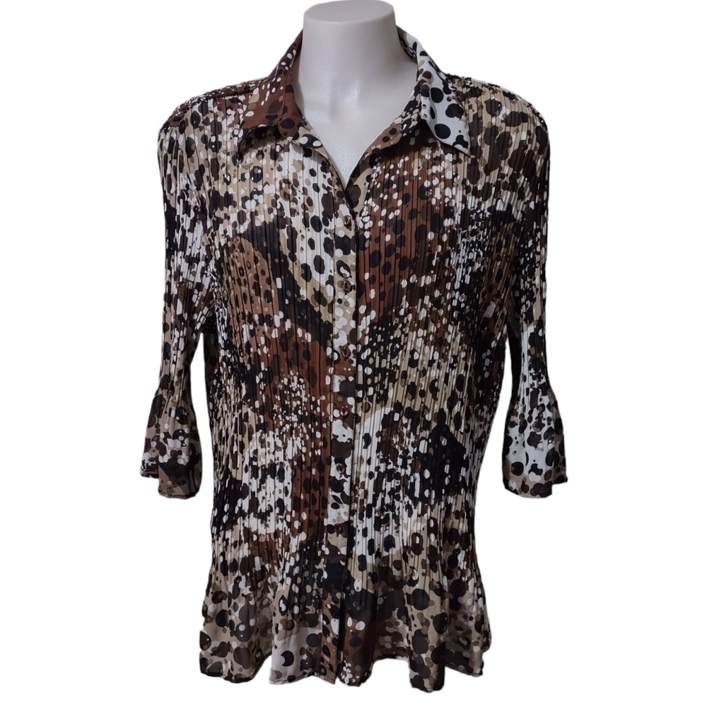 Maggie Barnes Blouse Women's‎ 3X Fairy Core Button Up Blouse V-Neck Top